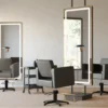 Miroir de coiffure rec cg - Poste de coiffage rec cg - Mobilier pour salon de coiffure - Coiffeuse avec miroir Led - Poste de coiffure professionnel