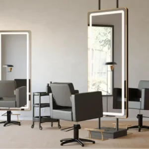 Miroir de coiffure rec cg - Poste de coiffage rec cg - Mobilier pour salon de coiffure - Coiffeuse avec miroir Led - Poste de coiffure professionnel