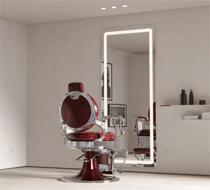 Miroir de coiffure rec cp - Poste de coiffage rec cp - Mobilier pour salon de coiffure - Coiffeuse avec miroir Led - Poste de coiffure professionnel