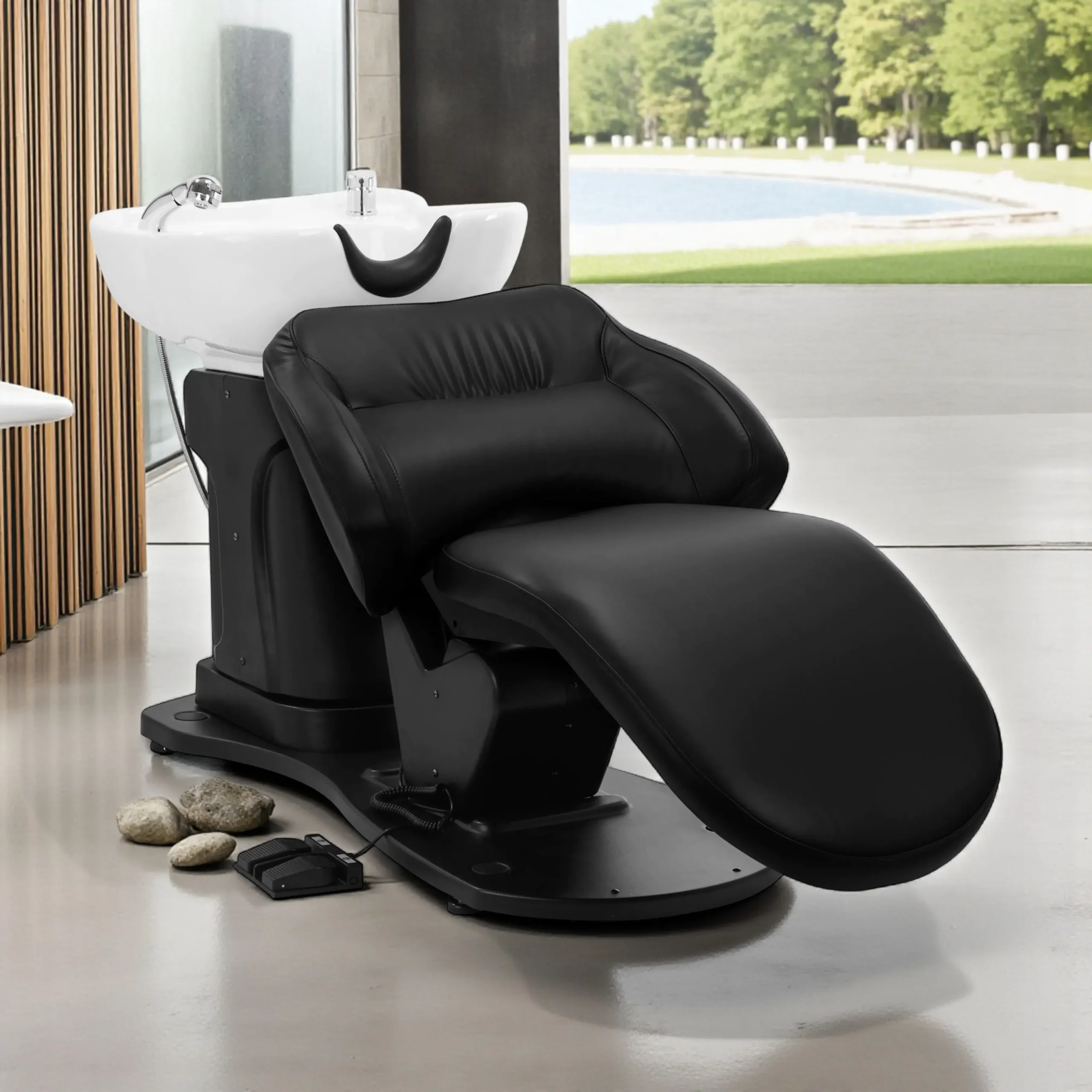 Bac à shampoing Électrique trycho black - Bac de lavage électrique Trycho - Bac à Shampoing électrique professionnel - Bac à Shampoing salon de coiffure - mobilier de coiffure professionnel