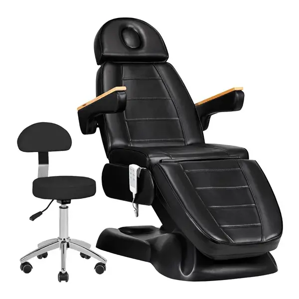 Beauty chair and stool pack - Fauteuil Sillon Lux 273b - Tabouret Am-304 black - professional beauty furniture - high-end beauty furniture