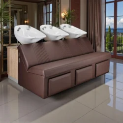 MALI III (2) MALI SOFA RELAX Bac de Lavage 3 Places - bac à shampoing 3 Places - mobilier de coiffure professionnel - bac à shampoing pour salon de coiffure - bac à shampoing électrique