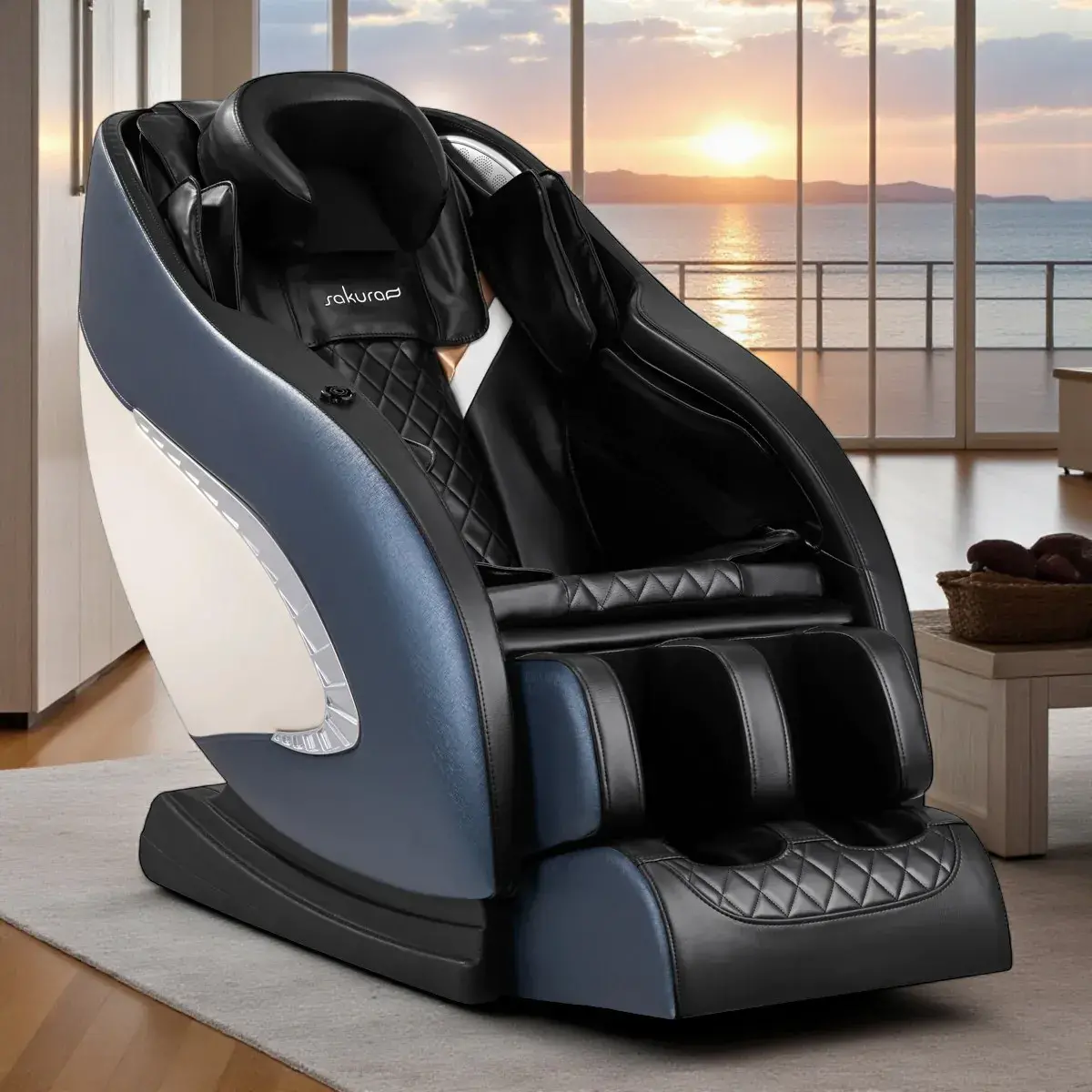 Sakura_305 Bleu (7) Fauteuil de massage sakura classique 305 bleu - Fauteuil de massage professionnel - Fauteuil de massage SPA - Fauteuil de massage haut de gamme - Mobilier esthétique professionnel