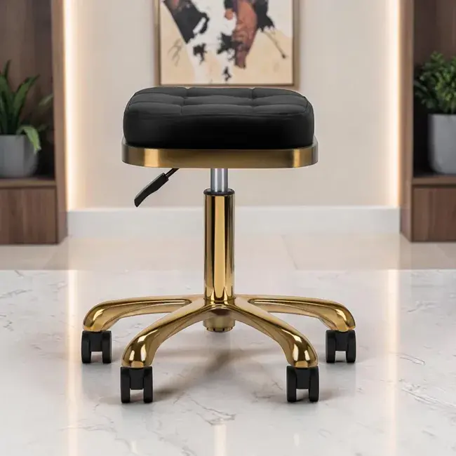 Professional aesthetic stool - Ergonomic beautician seat - Hydraulic treatment stool - Beauty salon furniture - Professional swivel stool - Wheeled massage seat - Manicure pedicure stool - Aesthetic institute equipment - Padded seat stool - High-end aesthetic furniture - Professional hairdressing stool - Wheeled aesthetic stool - Saddle stool - Professional sit-stand seat - Hairdressing and beauty furniture - Ergonomic stool with backrest - Gas lift height adjustment - High-density resilient foam - Chrome star base - Anti-hair casters - Hairdresser cutting stool - Tattoo artist stool - Massage and treatment seat - Manicure and pedicure stool - Washable faux leather upholstery