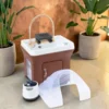 bac head spa portable - matériel de coiffure professionnel - soin capillaire japonais - équipement head spa luxe - bac de lavage portable - mobilier esthétique professionnel - station head spa bien être - dôme de fumigation capillaire - bac acrylique noir - luminothérapie salon coiffure