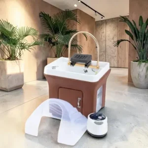 Bac head spa SERENYS (3) bac head spa portable - matériel de coiffure professionnel - soin capillaire japonais - équipement head spa luxe - bac de lavage portable - mobilier esthétique professionnel - station head spa bien être - dôme de fumigation capillaire - bac acrylique noir - luminothérapie salon coiffure