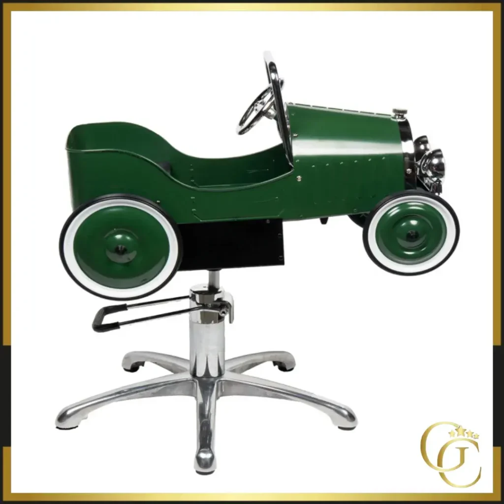 Children's styling chairs: the ally of welcoming salons Fauteuil de coiffure en forme de voiture verte