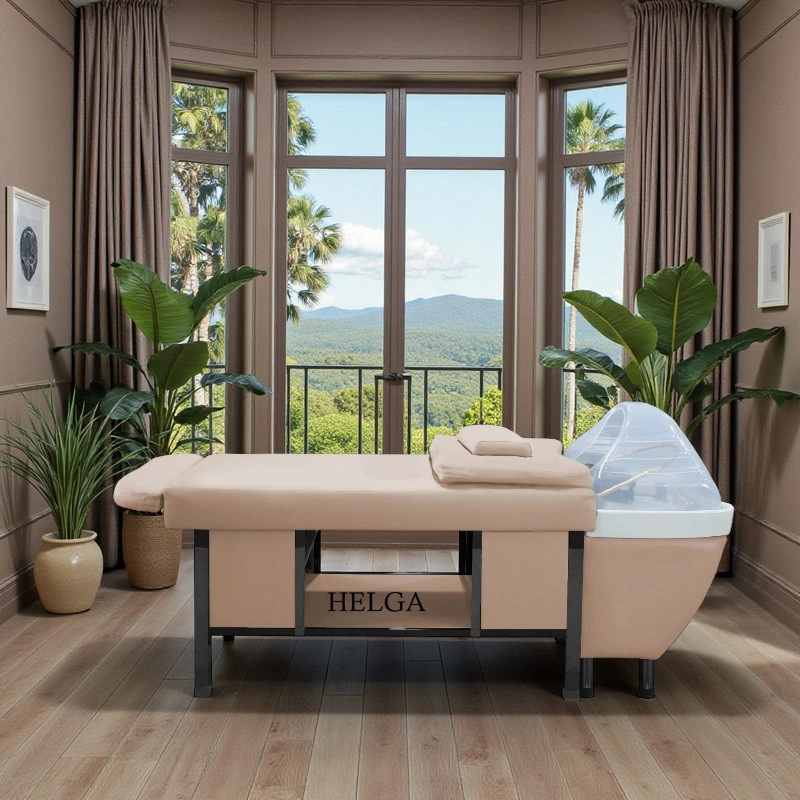 Table head spa helga beige premium - Table Head SPA avec vapeur - table Head SPA professionnelle - table Head SPA avec raccordement - Lit Head SPA professionnel - Mobilier professionnel esthétique spa