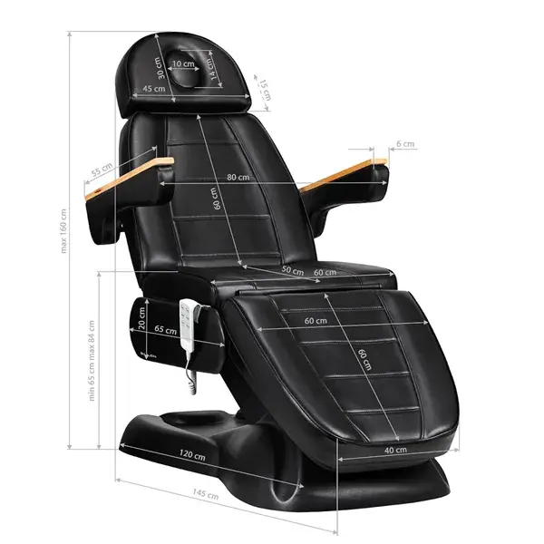 Beauty chair lux 273b black - beauty furniture for SPA - Professional Beauty Furniture - Electric Beauty Chair - Tattoo Chair Lux 273B black