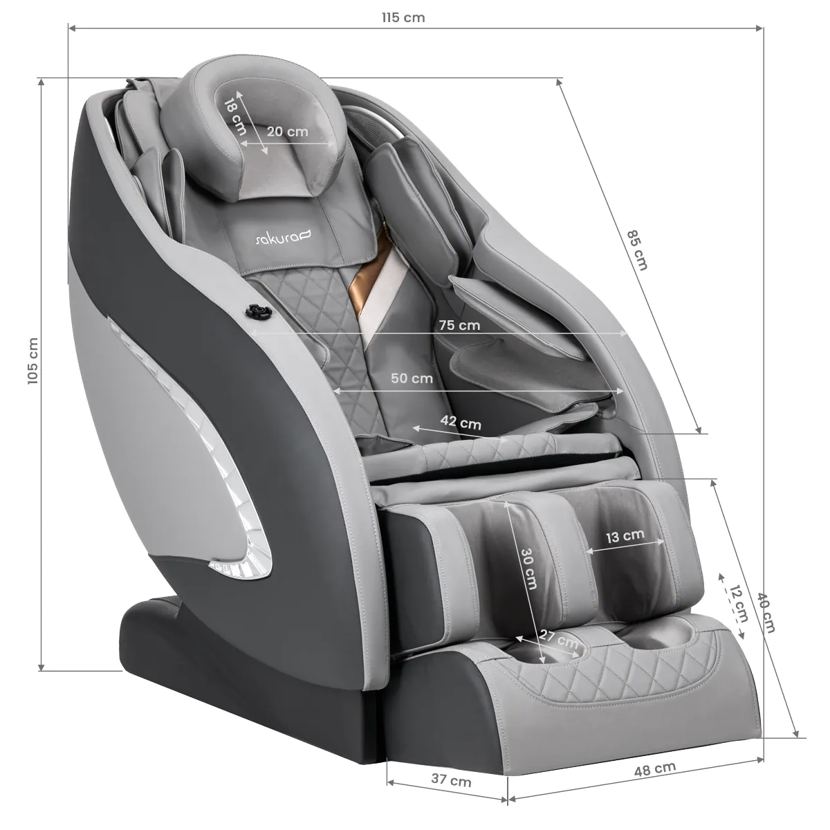 Fauteuil de massage sakura classique 305 gris - Fauteuil de massage professionnel - Fauteuil de massage SPA - Fauteuil de massage haut de gamme - Mobilier esthétique professionnel