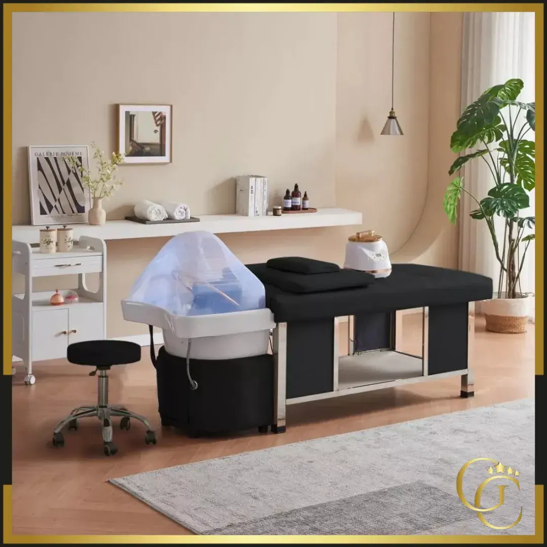 Table head spa Basic black edition Head SPA table Helga black - Head SPA table with steam - Head SPA professional table - Head SPA professional table with connection - Head SPA professional bed - Professional spa furniture