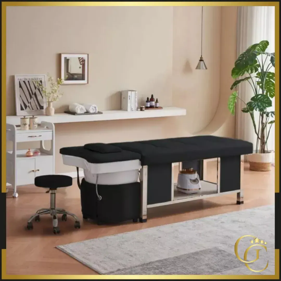 Head SPA table Helga black - Head SPA table with steam - Head SPA professional table - Head SPA professional table with connection - Head SPA professional bed - Professional spa furniture
