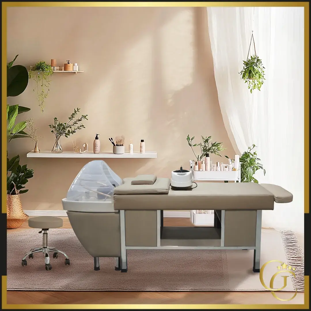 Table head spa helga beige premium Table head spa helga beige premium - Table Head SPA with steam - table Head SPA professional - table Head SPA with connection - Bed Head SPA professional - Furniture professional aesthetic spa
