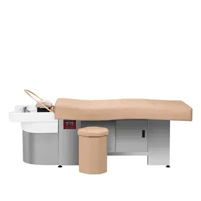 Table head spa gabbiano 017b beige - Table Head SPA avec vapeur - table Head SPA professionnelle - table Head SPA avec raccordement - Lit Head SPA professionnel - Mobilier professionnel esthétique spa