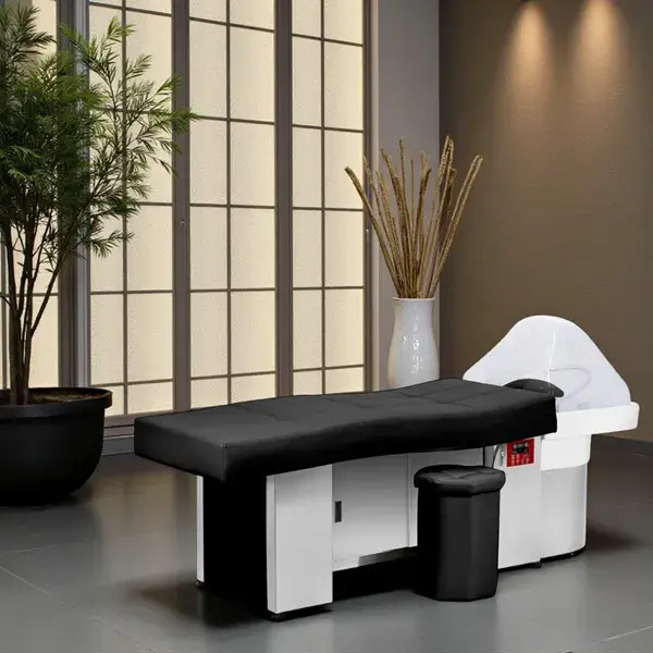 Table head spa gabbiano 017b black - Table Head SPA avec vapeur - table Head SPA professionnelle - table Head SPA avec raccordement - Lit Head SPA professionnel - Mobilier professionnel esthétique spa