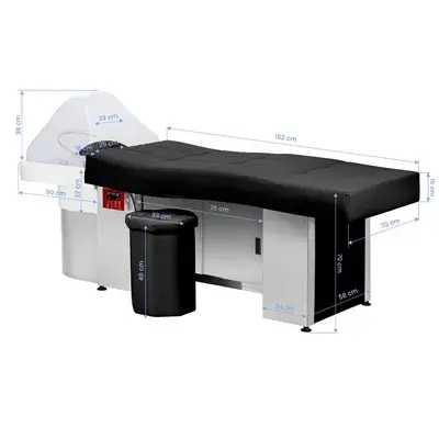 Table head spa gabbiano 017b black - Table Head SPA avec vapeur - table Head SPA professionnelle - table Head SPA avec raccordement - Lit Head SPA professionnel - Mobilier professionnel esthétique spa