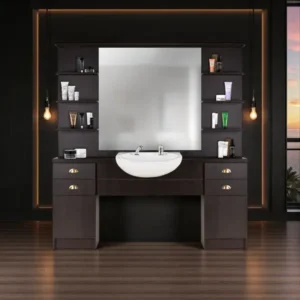 Poste de coiffage barbier davos - Coiffeuse barbier davos - Poste de coiffure vintage - Mobilier barbier professionnel  -Mobilier pour salon de coiffure