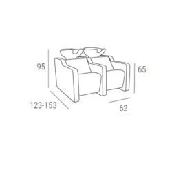 ALBA SOFA Double (10) Shampoo tub alba SOFA 2 places- Massaging wash tub - Professional hairdressing furniture - wash tub for hairdressing salon - wash tub alba SOFA 2 places