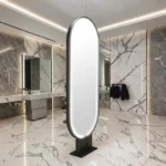 Coiffeuse double face leo led - poste de coiffure avec LED LEO - mobilier de coiffure professionnel - meuble pour salon de coiffure - miroir de coiffure avec LED