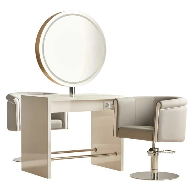 Coiffeuse pola island 2 places - poste de coiffage pola island 2 places - poste de coiffage pour salon de coiffure - mobilier de coiffure professionnel - meuble pour pour salon de coiffure