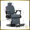 Fauteuil de barbier leo gris - chaise Barbier LEO gris - Fauteuil de Barbier full gris - Fauteuil de coiffure LEO gris - mobilier de coiffure haut de gamme