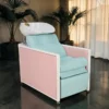 Bac à shampooing professionnel - Bac de lavage coiffure - Meuble pour salon de coiffure - Mobilier de coiffure design - Fauteuil de lavage ergonomique - Mobilier de coiffure haut de gamme - meuble pour salon de coiffure - Bac à shampoing doré et noir - Équipement de coiffure professionnel