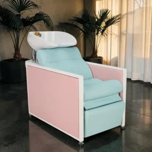 Bac à shampooing professionnel - Bac de lavage coiffure - Meuble pour salon de coiffure - Mobilier de coiffure design - Fauteuil de lavage ergonomique - Mobilier de coiffure haut de gamme - meuble pour salon de coiffure - Bac à shampoing doré et noir - Équipement de coiffure professionnel