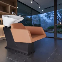 Bac à shampoing ROTO Bac à shampooing professionnel - Bac de lavage coiffure - Meuble pour salon de coiffure - Mobilier de coiffure design - Fauteuil de lavage ergonomique - Mobilier de coiffure haut de gamme - meuble pour salon de coiffure - Bac à shampoing doré et noir - Équipement de coiffure professionnel