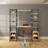 coiffeuse mural loft - poste de coiffage industriel - meuble de coiffure mural métal - station de coiffage moderne - coiffeuse professionnelle salon - mobilier coiffure design loft - poste de stylisme mural - coiffeuse murale métal noir - unité de coiffage compacte - meuble de salon de coiffure élégant