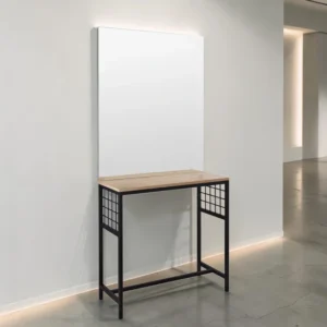 LOFT Dressing Table (1) wall-mounted loft styling unit - industrial hair styling station - metal wall-mounted hair salon furniture - modern styling station - professional salon vanity - design loft hair furniture - wall-mounted styling post - black metal wall vanity - compact styling unit - elegant hair salon furniture
