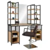 coiffeuse mural loft - poste de coiffage industriel - meuble de coiffure mural métal - station de coiffage moderne - coiffeuse professionnelle salon - mobilier coiffure design loft - poste de stylisme mural - coiffeuse murale métal noir - unité de coiffage compacte - meuble de salon de coiffure élégant