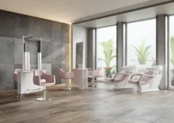 MAREA (13) hairdressing chair - professional hairdressing furniture - hairdressing chair - hairdressing seat - ladies' hairdressing chair - hairdressing salon furniture - hydraulic hairdressing chair - square base hairdresser chair - faux leather hairdressing chair - grey designer hairdressing seat