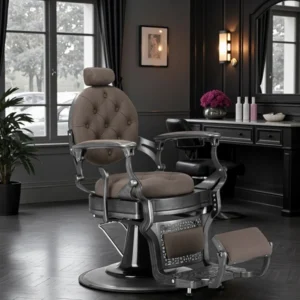 Fauteuil de barbier niccolo BR - chaise de Barbier niccolo BR- Fauteuil de coiffure pour homme - chaise de coiffure vintage - mobilier de barbier professionnel