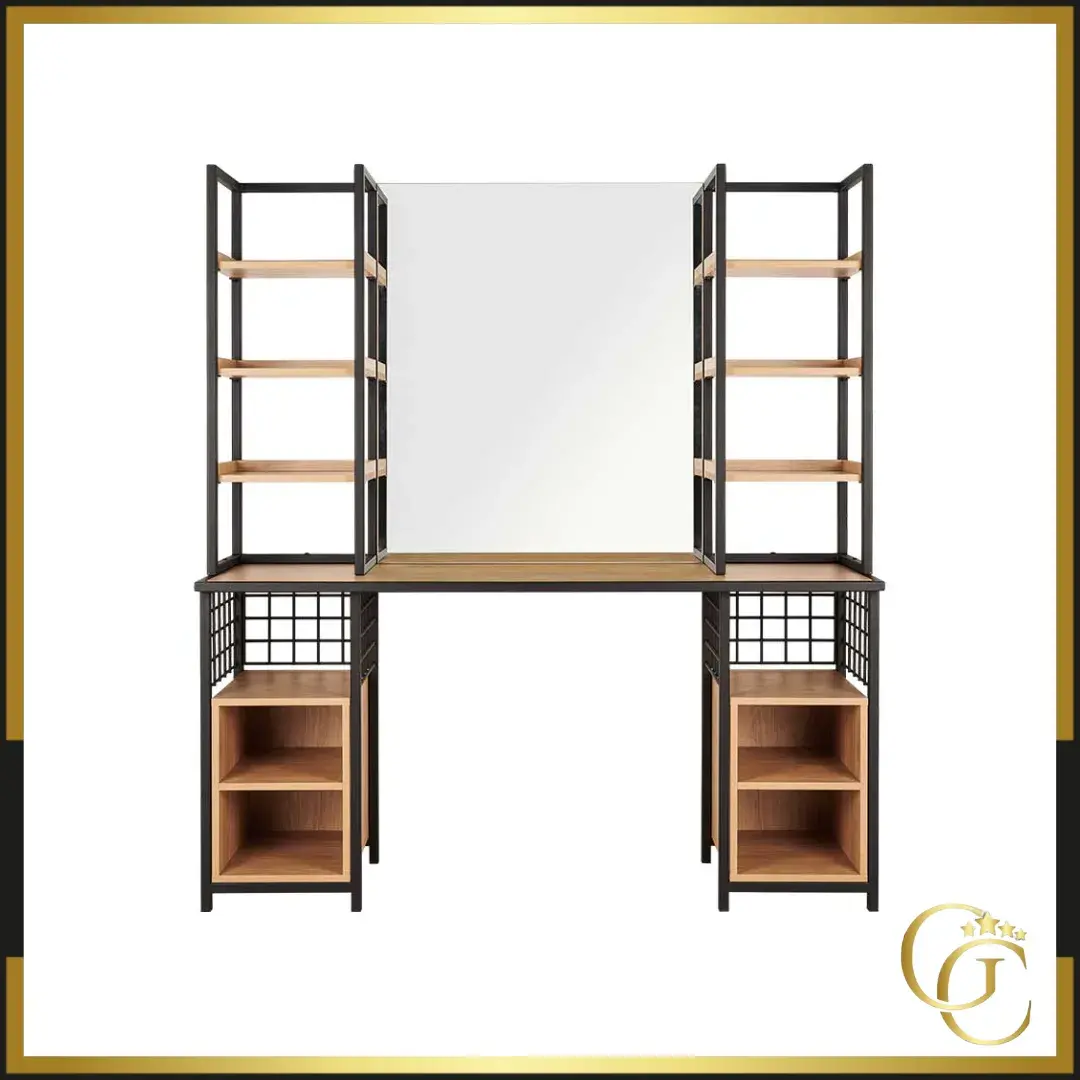 Poste de coiffage loft - Coiffeuse avec miroir loft - Poste de coiffage pour salon de coiffure - mobilier de coiffure professionnel - meuble pour pour salon de coiffure