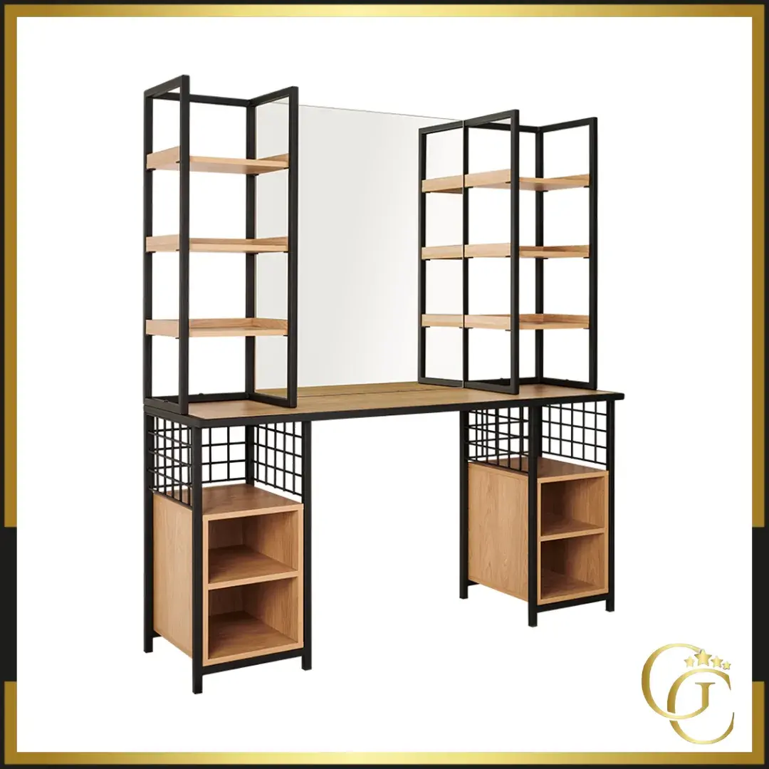 Poste de coiffage loft - Coiffeuse avec miroir loft - Poste de coiffage pour salon de coiffure - mobilier de coiffure professionnel - meuble pour pour salon de coiffure