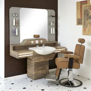 Poste de coiffage barbier Cadillac - Coiffeuse barbier Cadillac - Poste de coiffure vintage - Mobilier barbier professionnel  -Mobilier pour salon de coiffure