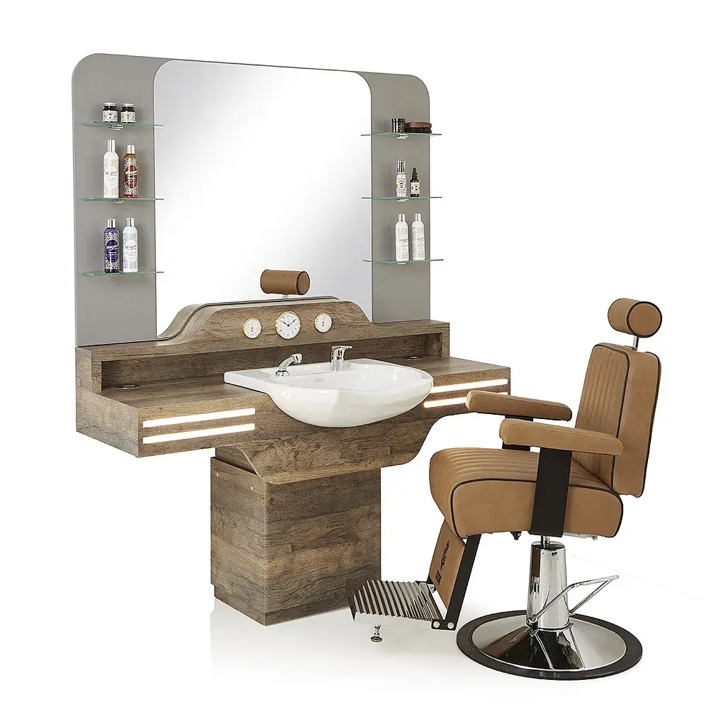 Poste de coiffage barbier Cadillac - Coiffeuse barbier Cadillac - Poste de coiffure vintage - Mobilier barbier professionnel -Mobilier pour salon de coiffure