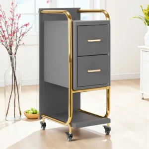 Chariot de Coiffure Garance Gris - meuble de rangement Garance Gris - mobilier de coiffure professionnel - meuble de rangement Garance - Chariot pour salon de coiffure