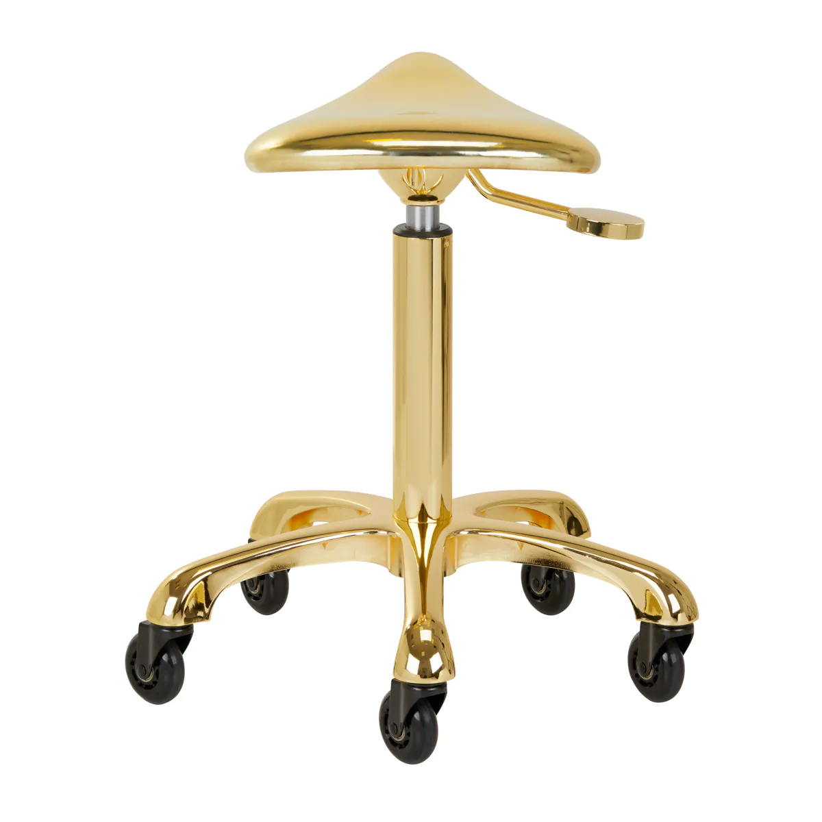 Gabbiano fine gold beauty stool - Professional beauty stool - Beauty salon stool - Ergonomic saddle stool - Professional beauty furniture