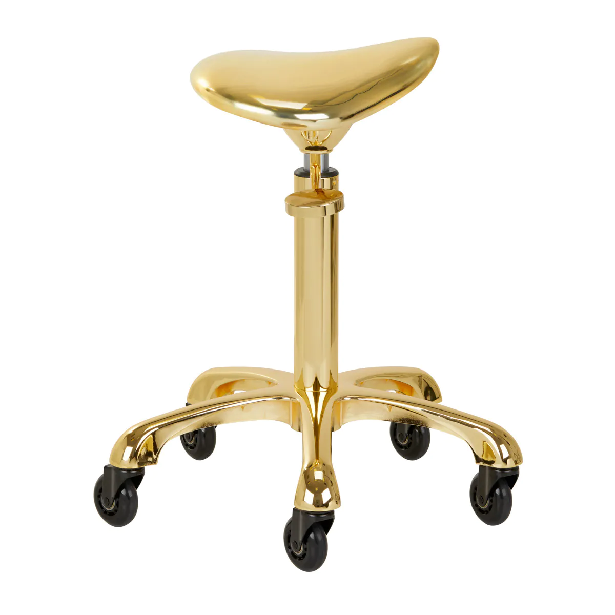 Gabbiano fine gold beauty stool - Professional beauty stool - Beauty salon stool - Ergonomic saddle stool - Professional beauty furniture