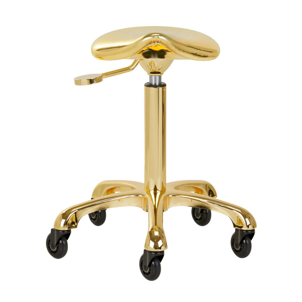 Gabbiano fine gold beauty stool - Professional beauty stool - Beauty salon stool - Ergonomic saddle stool - Professional beauty furniture