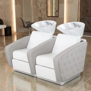Bac à shampoing ROYAL sofa - Bac de lavage massant - Mobilier de coiffure professionnel - bac de lavage 2 places - Bac à shampoing 2 places