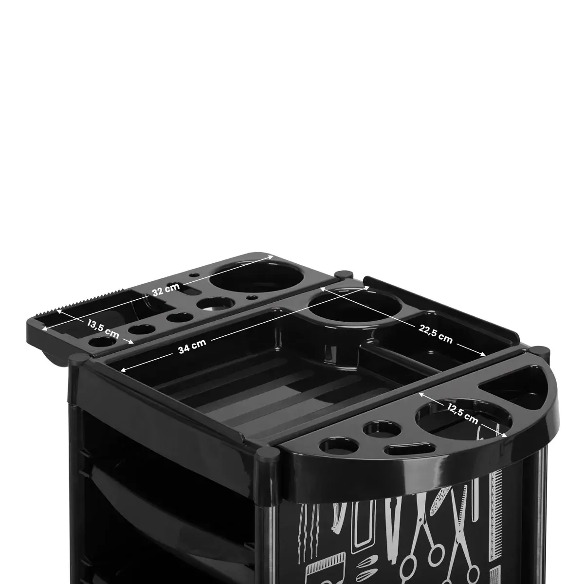 Chariot de coiffure X11-9 BLACK - meuble de rangement X11-9 BLACK- mobilier de coiffure professionnel - meuble de rangement X11-9 BLACK- Chariot pour salon de coiffure