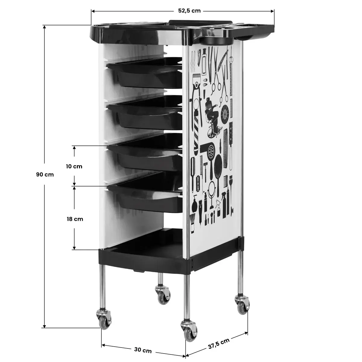 Chariot de coiffure X11-9 WHITE - meuble de rangement X11-9 WHITE - mobilier de coiffure professionnel - meuble de rangement X11-9 WHITE - Chariot pour salon de coiffure