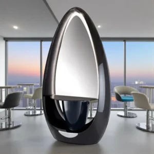 Coiffeuse double face Black Star - Poste de coiffage double face - Miroir double face avec Led - Mobilier de coiffure Ceriotti - Mobilier pour salon de coiffure