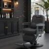 Fauteuil de barbier Bruno Black GR - Fauteuil barbier professionnel - chaise de barbier vintage - fauteuil de coiffure pour homme - fauteuil de coiffure vintage - mobilier de coiffure professionnel - mobilier barbier professionnel - siège barber - fauteuil barbershop