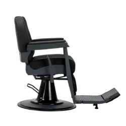 Fauteuil de barbier Bruno Black GR - Fauteuil barbier professionnel - chaise de barbier vintage - fauteuil de coiffure pour homme - fauteuil de coiffure vintage - mobilier de coiffure professionnel - mobilier barbier professionnel - siège barber - fauteuil barbershop