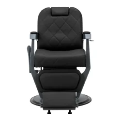 Fauteuil de barbier Bruno Black GR - Fauteuil barbier professionnel - chaise de barbier vintage - fauteuil de coiffure pour homme - fauteuil de coiffure vintage - mobilier de coiffure professionnel - mobilier barbier professionnel - siège barber - fauteuil barbershop