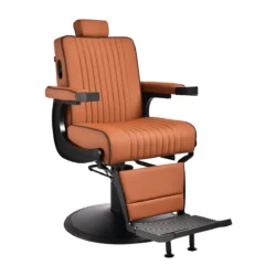 Fauteuil de barbier LEVI Marron - Fauteuil barbier professionnel - chaise de barbier vintage - fauteuil de coiffure pour homme - fauteuil de coiffure vintage - mobilier de coiffure professionnel - mobilier barbier professionnel - siège barber - fauteuil barbershop