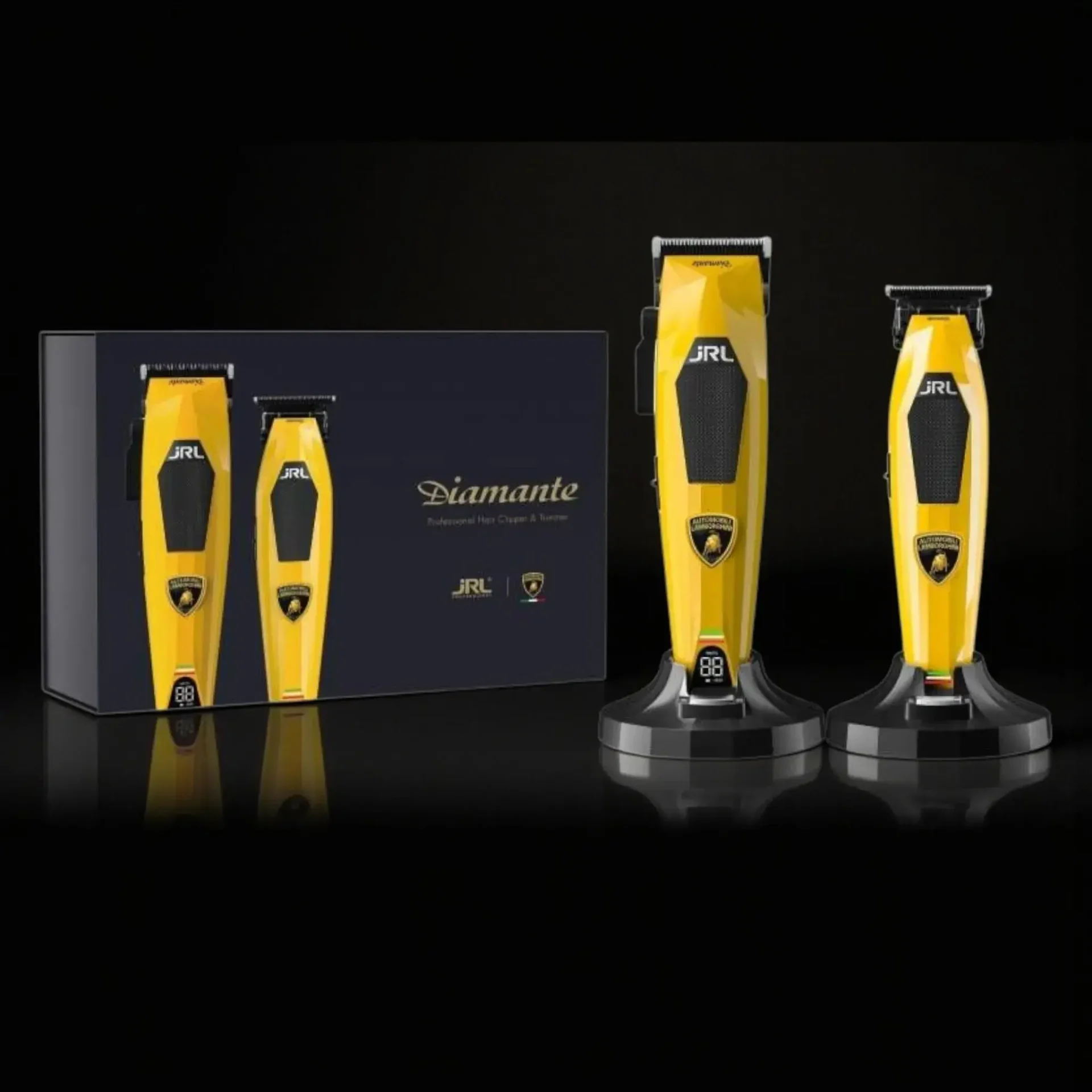 Coffret JRL Lamborghini Diamante Noir - tondeuse de coupe professionnelle - Coffret Duo Tondeuses de Coupe + Finition JRL Lamborghini - tondeuses de coupe haut de gamme - Coffret Clipper et Trimmer Jrl Lamborghini Diamante
